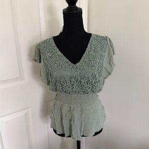 Elegant Lace Green Top